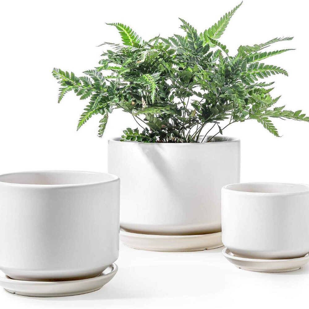 Ceramic Plant Pots, 4.3+5.3+6.8 inch, Set of 3, Planters with Drainage Hole and